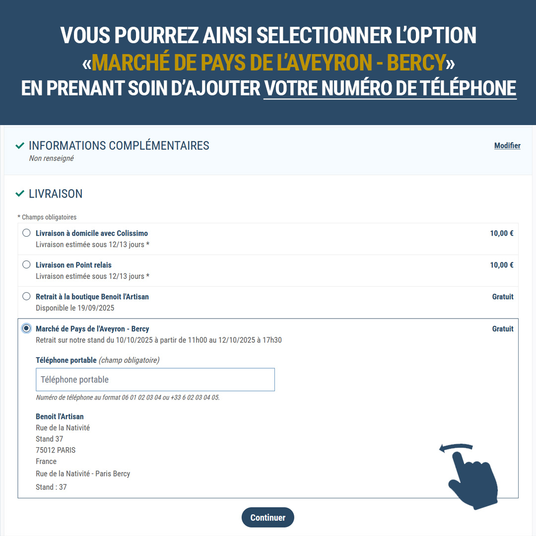 Etape 3 pour le retrait au Marché de Pays de l'Aveyron 2025