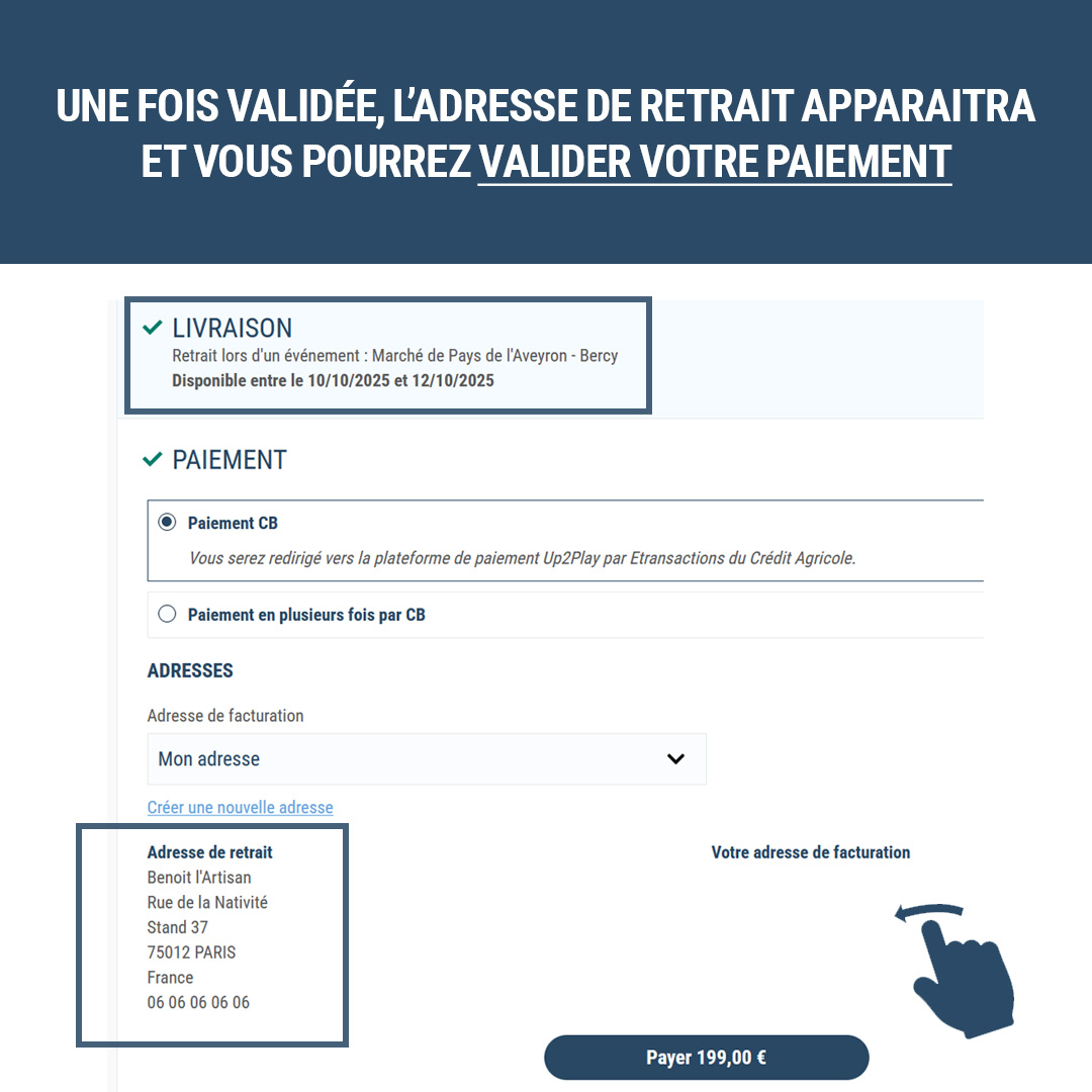 Etape 4 pour le retrait au Marché de Pays de l'Aveyron 2025