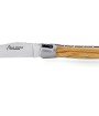 Laguiole pliant 13cm, manche en olivier, mitres inox brossées