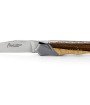 Laguiole Tribal pliant 12 cm, platines guillochées, manche en pistachier, mitres inox brossées