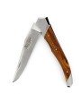 Laguiole Tribal pliant 12 cm, platines lisses, manche en pistachier, mitres inox brossées