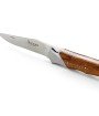 Laguiole Tribal pliant 12 cm, platines lisses, manche en pistachier, mitres inox brossées