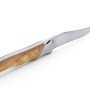 Laguiole Tribal pliant 12 cm, platines lisses, manche en olivier, mitres inox brossées