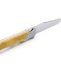 Laguiole Tribal pliant 12 cm, platines lisses, manche en buis, mitres inox brossées