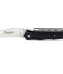 Laguiole Tribal pliant 12 cm, platines inox guillochées, plein manche en fibre de carbone