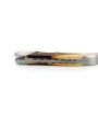 Laguiole Tribal pliant 10 cm, platines guillochées, manche en pistachier, mitres inox brossées