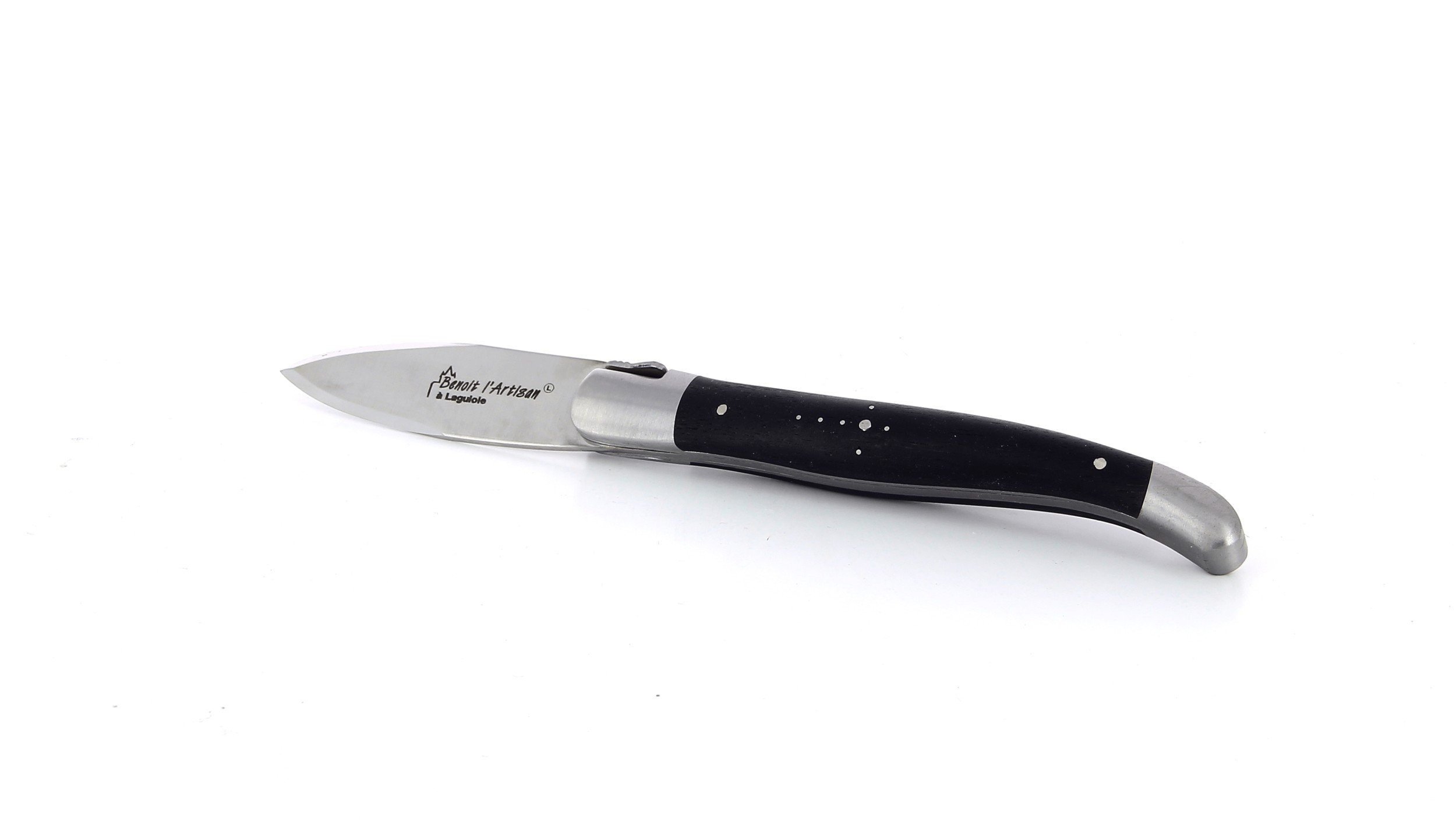 Couteau à huitre Laguiole, manche en ébène, mitres inox brossées