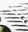 Coffret de 6 couteaux de table de Laguiole Tribal, plein manche en ébène, platines inox