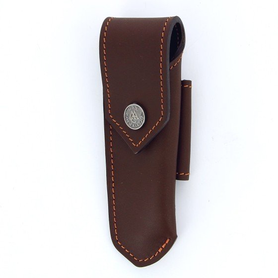 Etui en cuir doublé marron foncé, pour couteau Laguiole avec manche de 11 cm et 12 cm