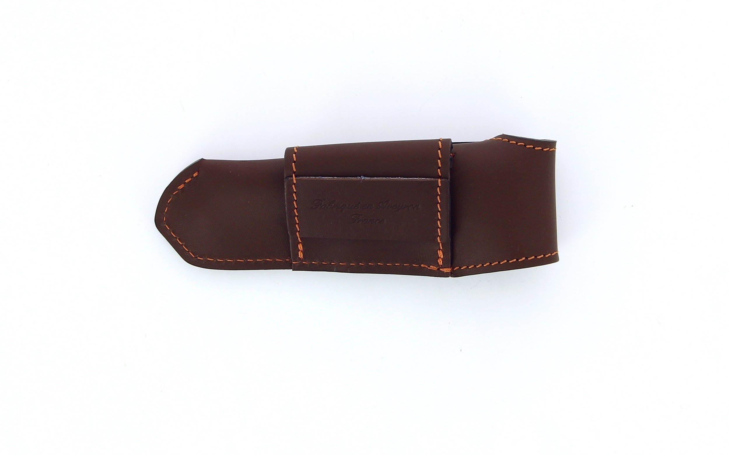 Etui en cuir doublé marron foncé, pour couteau Laguiole avec manche de 11 cm et 12 cm