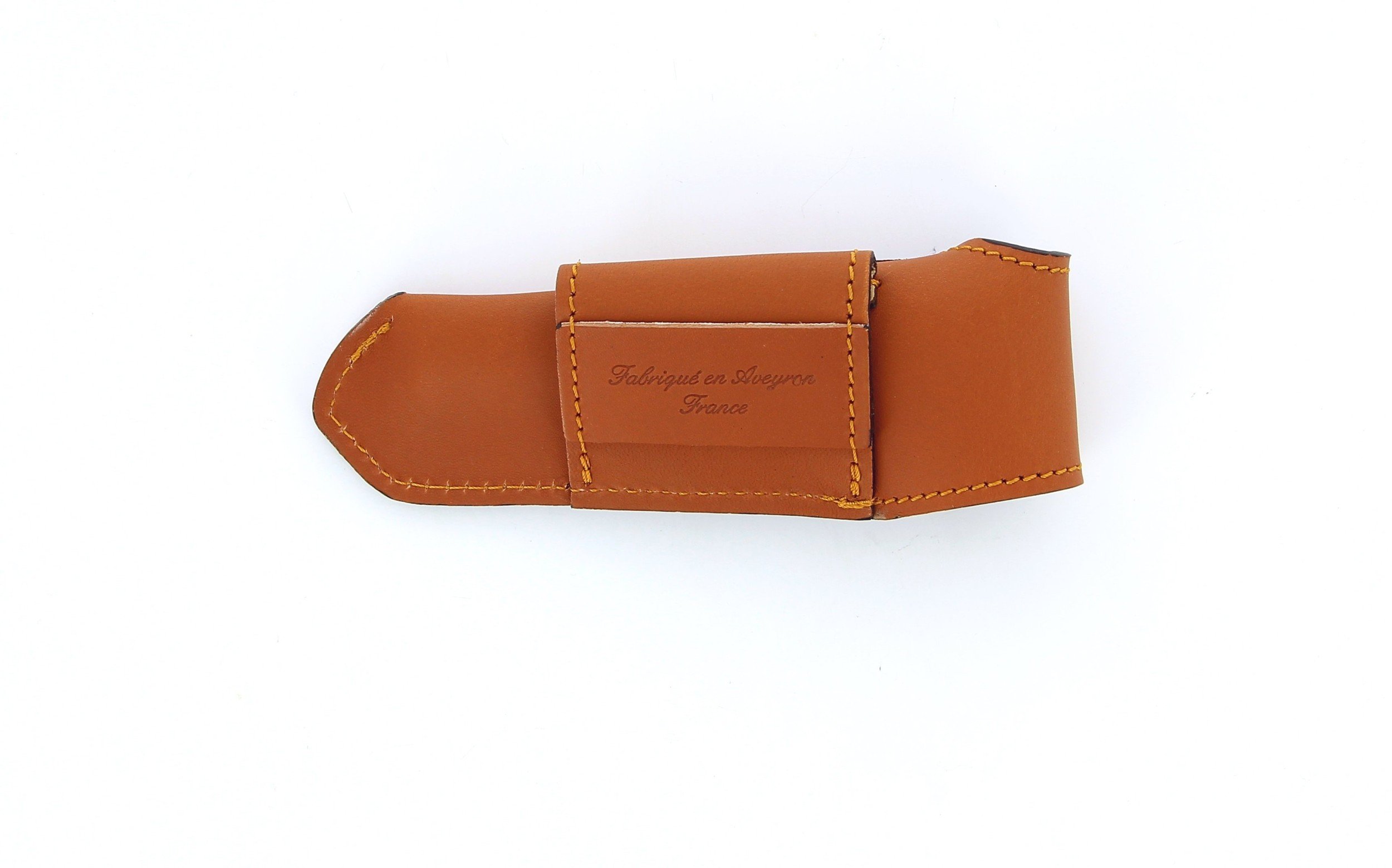 Etui en cuir doublé marron clair, pour couteau Laguiole avec manche de 11 cm et 12 cm