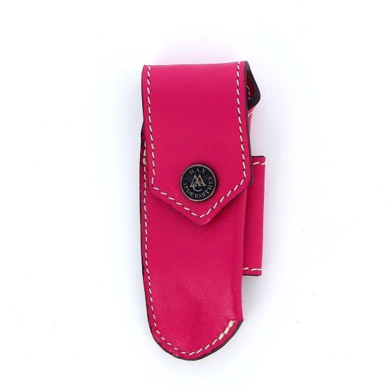 Etui en cuir doublé rouge, pour couteau Laguiole avec manche de 10 cm