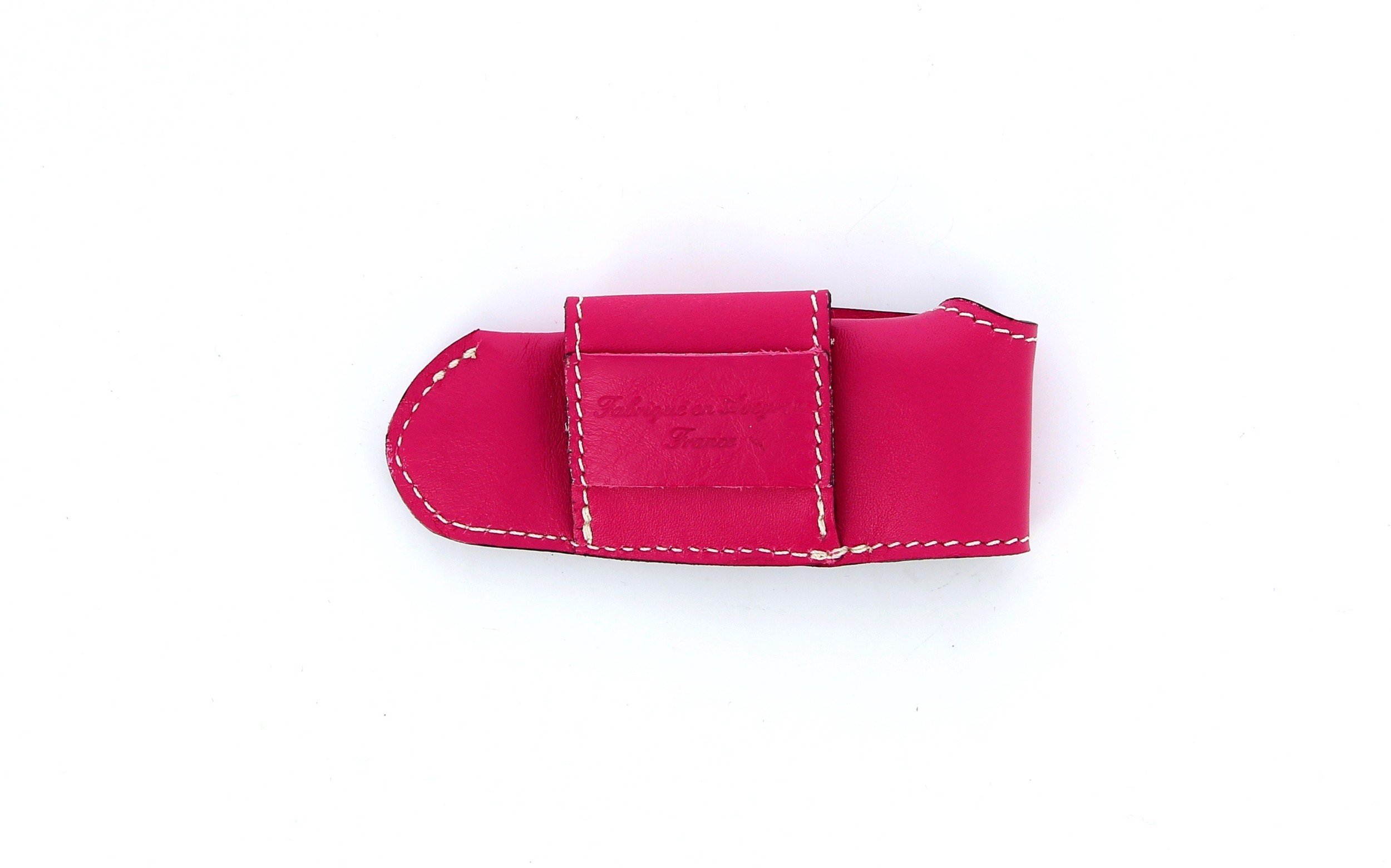 Etui en cuir doublé rouge, pour couteau Laguiole avec manche de 10 cm