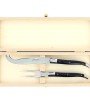 Service à fromage Laguiole, manche en corne massive noire, mitres inox polies
