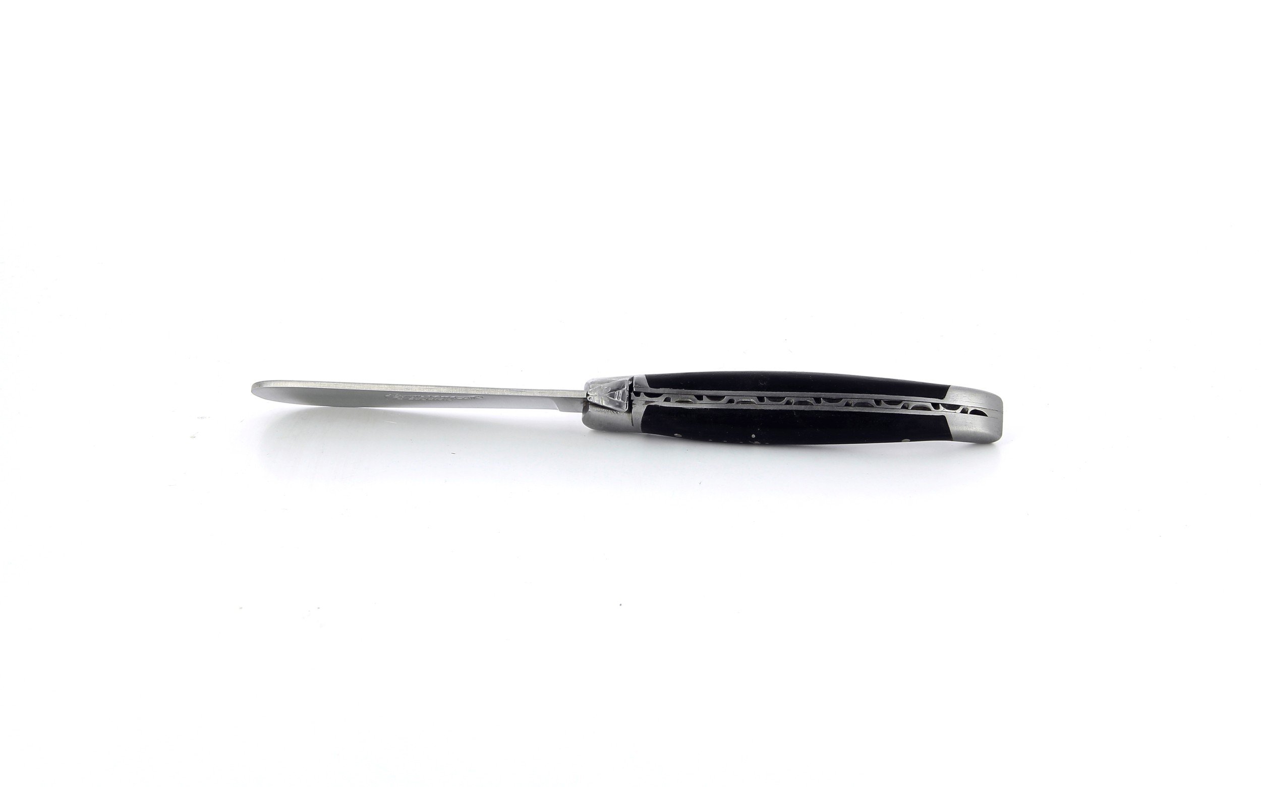 Couteau à beurre Laguiole, manche en ébène, mitres inox brossées
