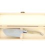 Pelle à tarte Laguiole, manche en corne massive blonde, mitres inox polies