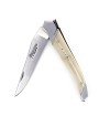 Laguiole Tribal pliant 12 cm, platines guillochées, manche en corne massive blonde, mitres inox brossées