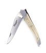 Laguiole Tribal pliant 12 cm, platines guillochées, manche en corne massive blonde, mitres inox brossées