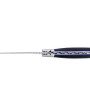 Laguiole pliant 12cm, manche en fibre de carbone, intercalaires bleus, mitres inox brossées