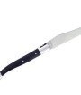 Laguiole pliant 12cm, manche en fibre de carbone, intercalaires bleus, mitres inox brossées