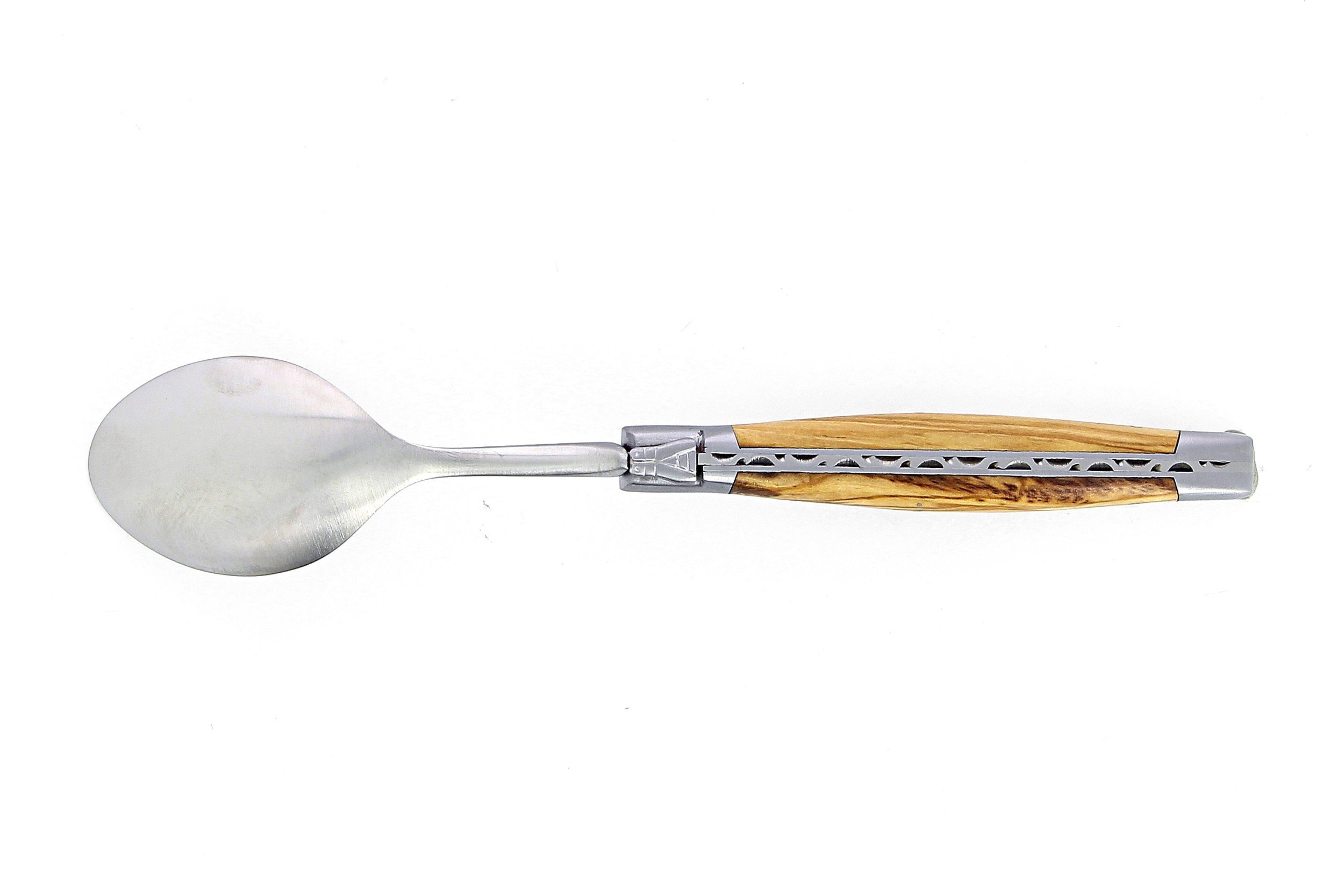 Coffret de 6 grandes cuillères Laguiole, manche en olivier, mitres inox brossées