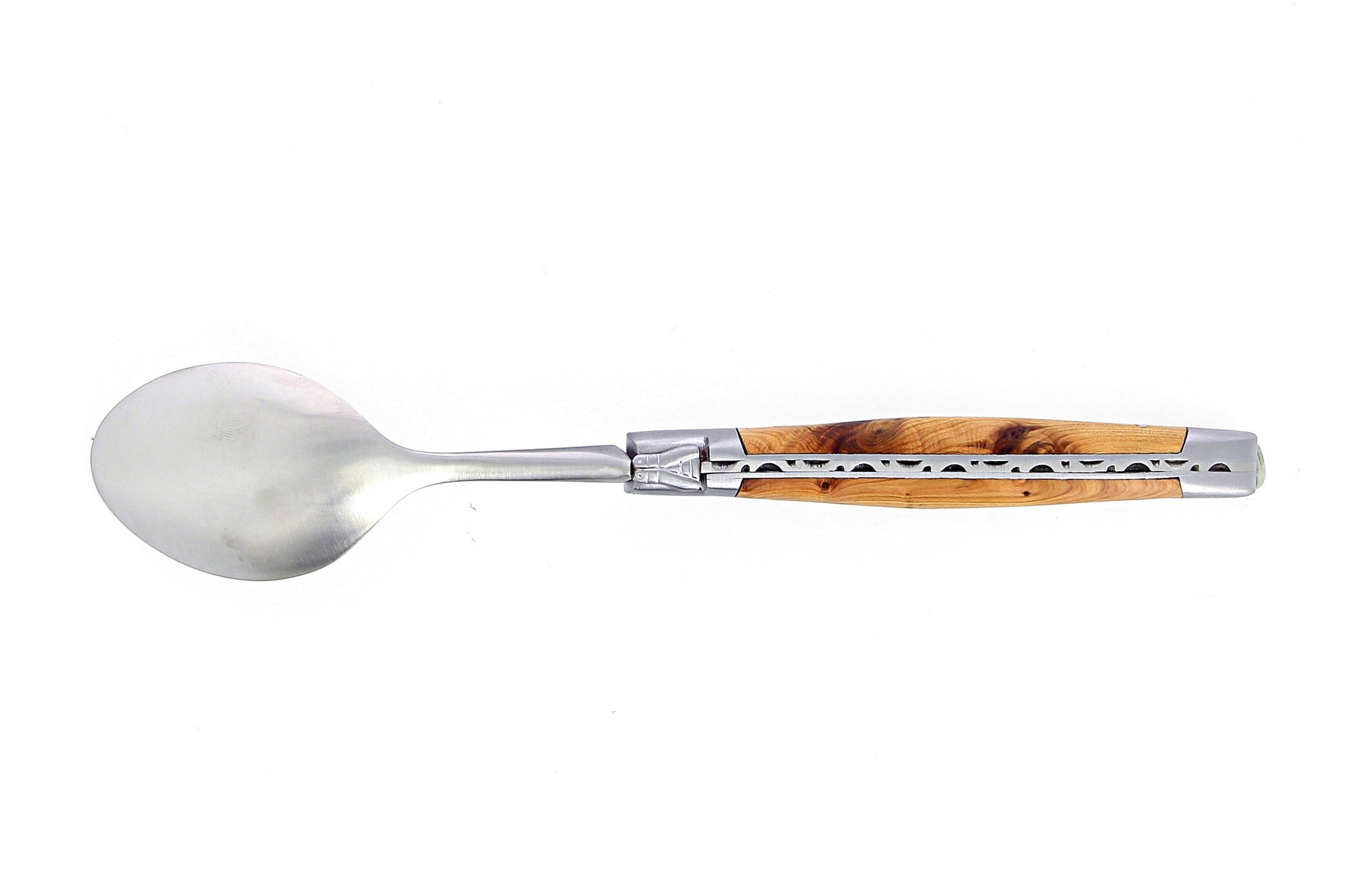 Coffret de 6 grandes cuillères Laguiole, manche en genévrier, mitres inox brossées