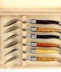 Coffret de 6 grandes cuillères Laguiole, manche en bois du monde, mitres inox brossées