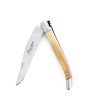 Laguiole pliant 11 cm, manche en corne massive blonde, mitres inox brossé