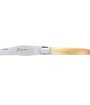 Laguiole pliant 11 cm, manche en corne massive blonde, mitres inox brossé