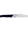 Laguiole Tribal pliant 12 cm, platines lisses, manche en corne massive noire, mitres inox brossées