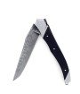 Couteau de Laguiole Tribal pliant 12 cm, platines guillochées, manche en fibre de carbone tressée, mitres inox brossées, lame Damas inoxydable