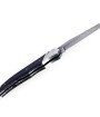 Couteau de Laguiole Tribal pliant 12 cm, platines guillochées, manche en fibre de carbone tressée, mitres inox brossées, lame Damas inoxydable