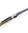 Couteau de Laguiole Tribal pliant 12 cm, platines guillochées, manche en ivoire de mammouth, mitres inox brossées, lame Damas carbone explosion
