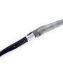 Couteau de Laguiole pliant doubles platines inox et laiton, 12 cm, manche en fibres de carbone, mitres inox brossées lame Damas inoxydable