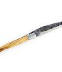 Couteau de Laguiole pliant doubles platines, 12 cm, manche en olivier, mitres inox brossées, lame brute de forge