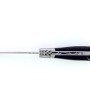 Laguiole pliant avec tire-bouchon et poinçon, 12 cm, manche en corne de vache Aubrac, mitres inox brossées