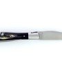 Laguiole pliant avec tire-bouchon et poinçon, 12 cm, manche en corne de vache Aubrac, mitres inox brossées