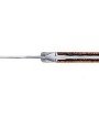 Laguiole Tribal pliant 12 cm, platines guillochées, manche en loupe de Brown Mallet, mitres inox brossées, lame brute de forge