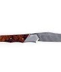 aguiole Tribal pliant 12 cm, platines guillochées, manche en loupe de palissandre du Honduras, mitres inox brossées, lame Damas inoxydable
