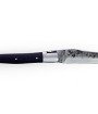 Laguiole pliant doubles platines inox et laiton, 12 cm, manche en fibre de carbone, mitres inox brossées lame Brute de Forge