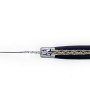 Laguiole pliant doubles platines inox et laiton, 12 cm, manche en fibre de carbone, mitres inox brossées lame Brute de Forge