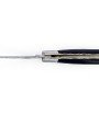Laguiole pliant doubles platines inox et laiton, 12 cm, manche en fibre de carbone, mitres inox brossées lame Brute de Forge
