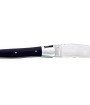 Laguiole pliant 13cm, manche en corne massive noire, mitres inox polies