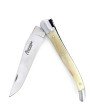 Laguiole pliant 13cm, manche en corne massive blonde, mitres inox