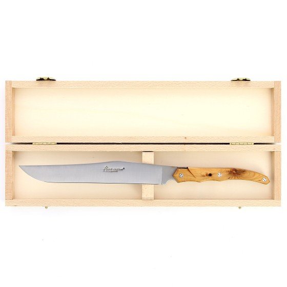 Couteau à découper de Laguiole Tribal, plein manche en genévrier, platines inox