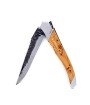 Couteau Laguiole Tribal pliant 12 cm, platines guillochées, manche en genévrier, mitres inox brossées, lame brute de forge