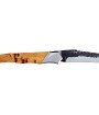 Couteau Laguiole Tribal pliant 12 cm, platines guillochées, manche en genévrier, mitres inox brossées, lame brute de forge