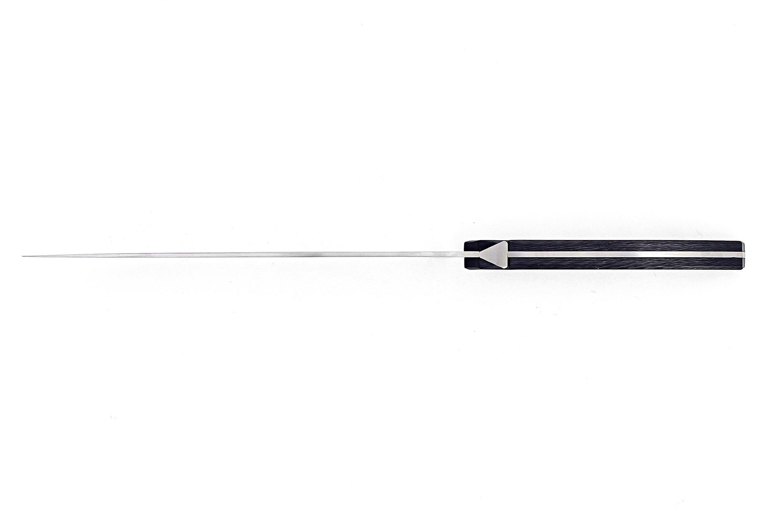 Couteau à découper de Laguiole Tribal, plein manche en fibre de carbone, platines inox