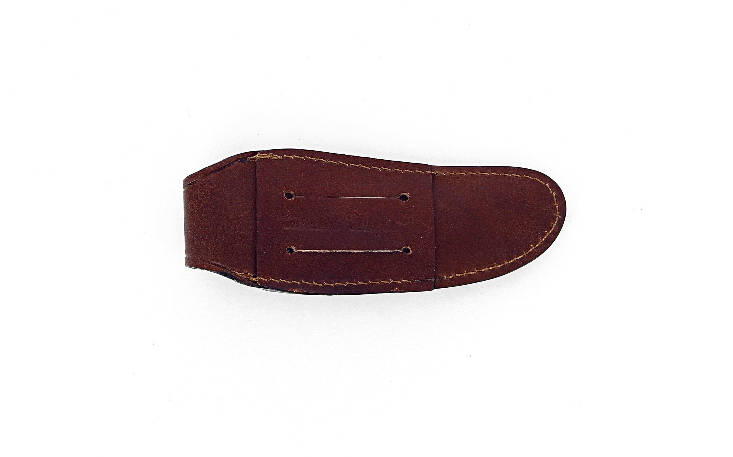 Etui en cuir marron foncé avec fusil tête inox, pour couteau Laguiole avec manche de 13 cm