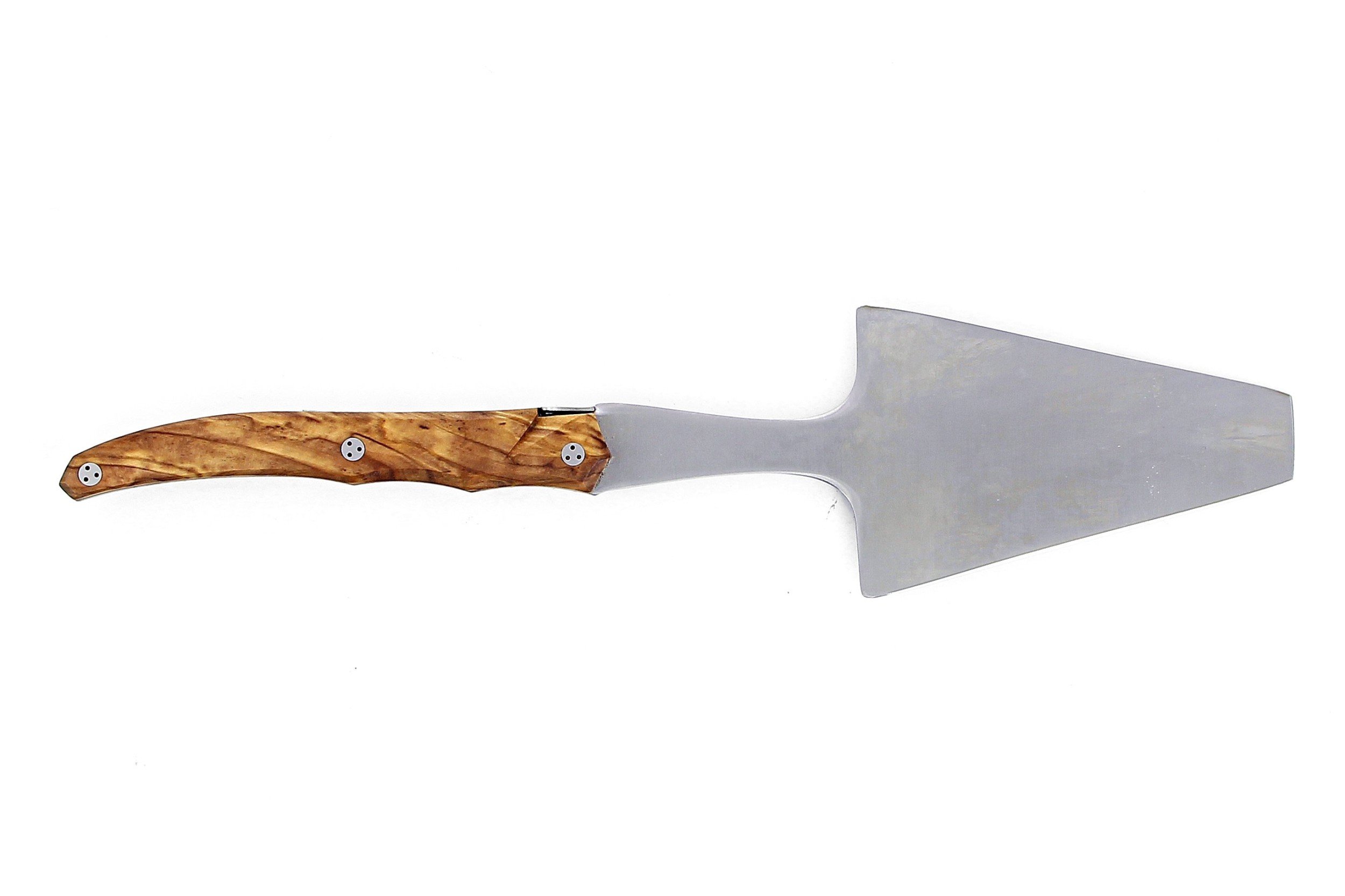 Pelle à tarte de Laguiole Tribal, plein manche en olivier, platines inox